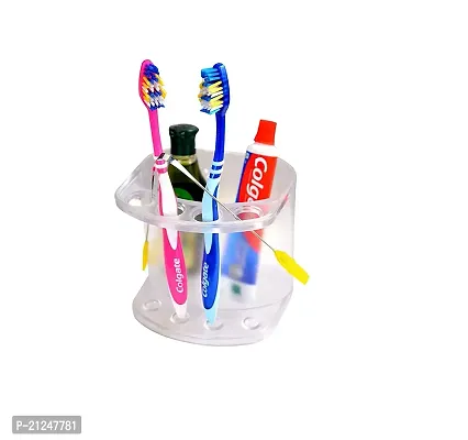 SKS - 4in1 (Soap case/Toothbrush Holder/Paste Holder) (Material :- Acrylic PP) Acrylic Toothbrush Holder (Clear, Wall Mount)-thumb0