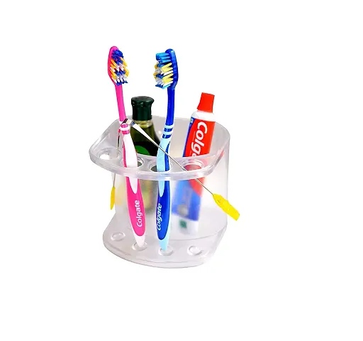 SKS - 4in1 (Soap case/Toothbrush Holder/Paste Holder) (Material :- Acrylic PP) Acrylic Toothbrush Holder (Clear, Wall Mount)