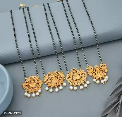 Stylish Golden Alloy Antiqique Agate Chains For Women Pack of 4-thumb0