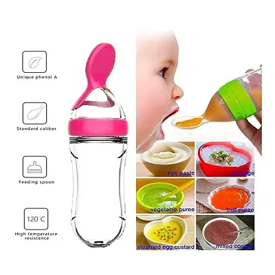 90ml Silicone Feeding Bottle with Spoon for Infant Baby Newborn Toddler  Food Rice Cereal Feeder Bottles