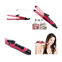 2-in-1 Ceramic Plate Essential Combo Beauty Set of Hair Straightener and Plus Hair Curler for Women straightening machine Beauty Set of Professional Hair Straightener Hair Curler with Ceramic Plate Fo-thumb2