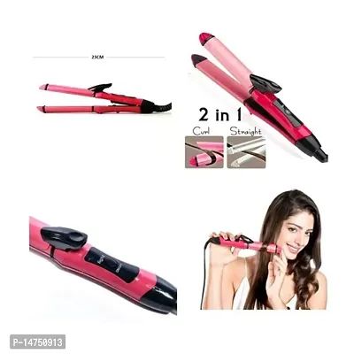 2-in-1 Ceramic Plate Essential Combo Beauty Set of Hair Straightener and Plus Hair Curler for Women straightening machine Beauty Set of Professional Hair Straightener Hair Curler with Ceramic Plate Fo-thumb3