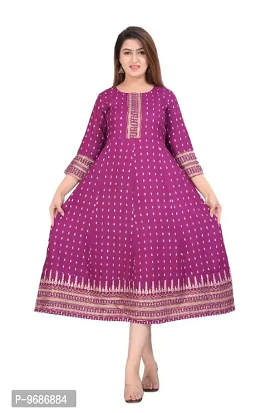 Trendy Rayon Slub Printed Anarkali Kurta-thumb0