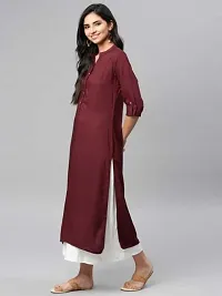 Smien Women Solid Rayon Straight Kurta-thumb1