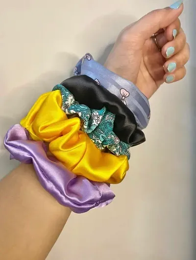 Soft Luxury Satin Scrunchies for women girls | PACK OF 10 | Silk Pastel colors, Hair Ties combo, Anti-Hair-Breakage, Hair Scrunchie Set for Girls, Women, Mom, Sister(Random color) (Designer Edition)