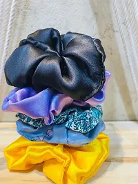 Soft Luxury Satin Scrunchies for women girls | PACK OF 10 | Silk Pastel colors, Hair Ties combo, Anti-Hair-Breakage, Hair Scrunchie Set for Girls, Women, Mom, Sister(Random color) (Designer Edition)-thumb2