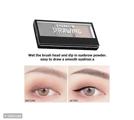 Eyebrow Drawing Palette 3 Shades With 1 Brush, Ultimate Brow Kit, Eyebrow Kit to Shape, Define and Fill the Eyebrows,Waterproof Non-Transfer Smudgeproof Eyebrow Palette,(Dark Grey, Carbon Grey, Brown)-thumb4