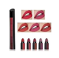 5 in 1 Matte Lipstick, Waterproof and Long Lasting,(Red + Nude) Edition Lipstick Set - (Pack of 2)-thumb4