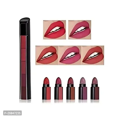 5 in 1 Matte Lipstick, Waterproof and Long Lasting,(Red + Nude) Edition Lipstick Set - (Pack of 2)-thumb5