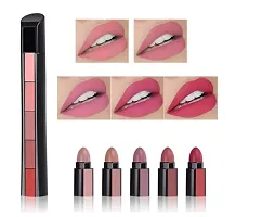 5-in-1 Lipstick | Five Shades in One long Lasting | Matte Finish - Non Drying Formula With Intense Color Payoff | Red  Nude Edition(3.8 Gm) pack of -2-thumb2