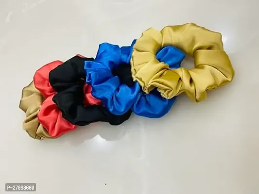 Scrunchies Hair Ties for Women Big Silk Satin Scrunchie - Pack of 5-thumb0