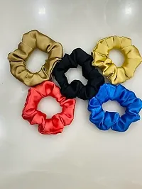 Scrunchies Hair Ties for Women Big Silk Satin Scrunchie - Pack of 5-thumb3