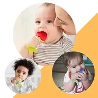 Baby Teething Silicone Bpa Free Natural Organic Freezer Safe Teethers For Newborn Infant, Soft  Textured-Babies Shower Gift(Pack Of 3)-thumb2