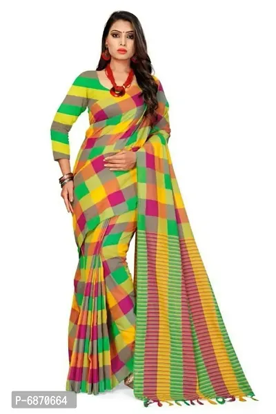 Stunning Handloom Linen Saree With Blouse Piece For Women-thumb0