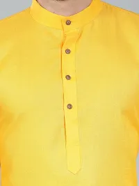 LacyLook Yellow Plain Kurta Pyjama Set Men's-thumb2