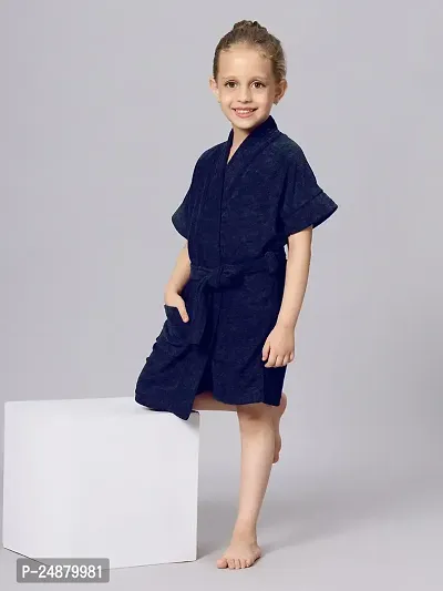 Lacylook Kids Girls  Micro Terry Bathrobe Navy blue-thumb3