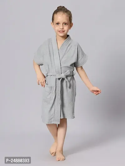 Lacylook Kids Girls Micro Terry Bathrobe Grey