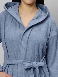 Women Hooded Double Terry Bathrobe With Shorts-thumb1
