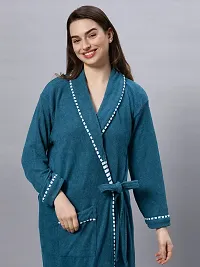 Womens printed double terry peacock bathrobe-thumb1