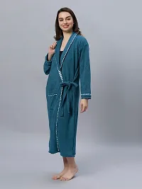 Womens printed double terry peacock bathrobe-thumb3