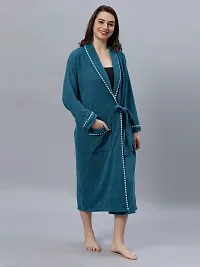 Womens printed double terry peacock bathrobe-thumb4