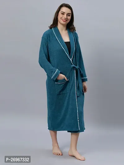 Womens printed double terry peacock bathrobe-thumb5