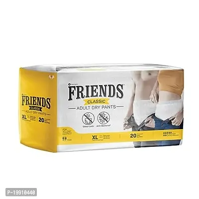 Friends Classic Adult Diapers Pants Style - 20 Count (Extra Large) with odour lock and Anti-Bacterial Absorbent Core- Waist Size 30-56 inch ; 76-142cm