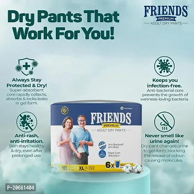 Friends Premium Adult Diapers Pant Style - 10 Count - L- Waist Size 30-56  Inch | eBay