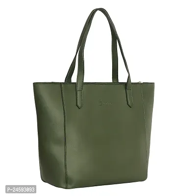 Stylish Green Artificial Leather Solid Tote Bags For Women-thumb0