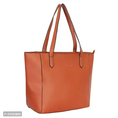 Stylish Brown Artificial Leather Solid Tote Bags For Women
