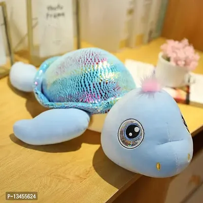 Tarakid turtle soft toy with shine fabric - 35 cm  (Blue)-thumb0