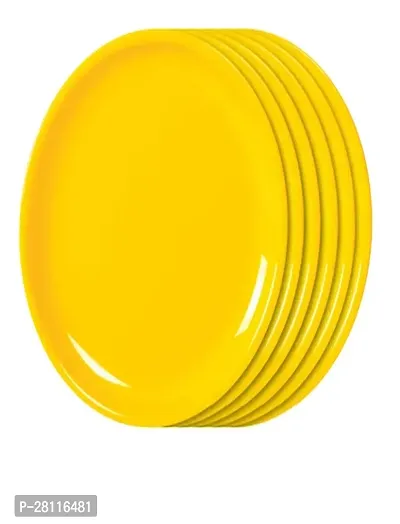 INDIAN**Microwave Safe Plastic Dinner Unbreakable Round Dinner Set of 6 Big Plates 12 Inches, Made in India (Yellow Set of 6)-thumb0