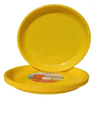 INDIAN**Microwave Safe Plastic Dinner Unbreakable Round Dinner Set of 6 Big Plates 12 Inches, Made in India (Yellow Set of 6)-thumb3