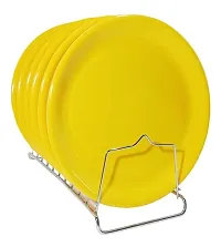 INDIAN**Microwave Safe Plastic Dinner Unbreakable Round Dinner Set of 6 Big Plates 12 Inches, Made in India (Yellow Set of 6)-thumb4