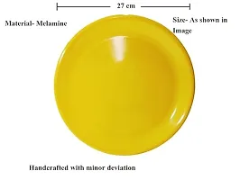 INDIAN**Microwave Safe Plastic Dinner Unbreakable Round Dinner Set of 6 Big Plates 12 Inches, Made in India (Yellow Set of 6)-thumb1