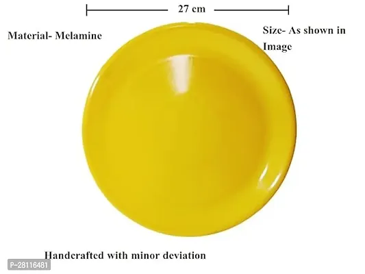 INDIAN**Microwave Safe Plastic Dinner Unbreakable Round Dinner Set of 6 Big Plates 12 Inches, Made in India (Yellow Set of 6)-thumb2