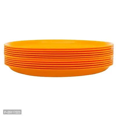 INDIAN** Pack of 6 Plastic Round Serving Dinner Plates Full Size Plate for Dining Table Home Kitchen Party Restaurant 12 Inches YELLOW-thumb0