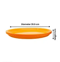 INDIAN** Pack of 6 Plastic Round Serving Dinner Plates Full Size Plate for Dining Table Home Kitchen Party Restaurant 12 Inches YELLOW-thumb3