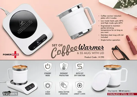 Set Of Coffee Warmer Mug With Lid, 2 Heat Modes