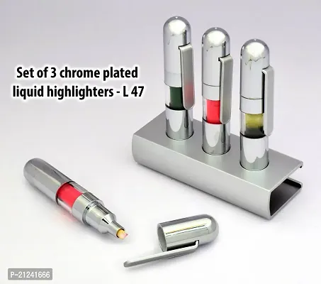 Set Of 3 Chrome Plated Liquid Highlighters Pack Of 3