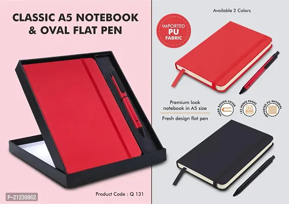 Classic Notebook Gift Set- A5 Elastic Notebook With Flat Pen