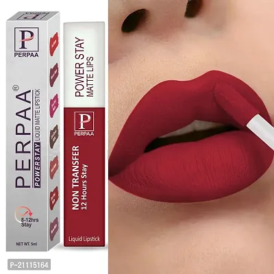 PERPAA? Powerstay Matte Liquid Lipstick Makeup, Long-Lasting Non Tranfer Smudgeproof  Waterproof Lipstick Combo of 3 colors 5 ml each (Flirty Red, Nude  Apple Red)-thumb5