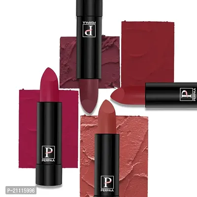 PERPAA? Creamy Matte Lipstick Long Lasting Lightweight Lipstick Smooth Finish with Waterproof  Smudgeproof Formula (Rusty Red,Chilly Red,RoseBerry,Crisp Red)