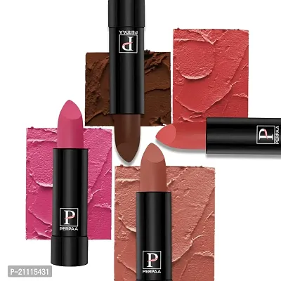 PERPAA? Creamy Matte Bullet Lipstick Long Lasting Lightweight Lipstick One Swipe Smooth Finish with Waterproof  Smudgepoof Formula (Pink Treat,Adorable Nude,Chocolate Brown,Tangerine Orange)