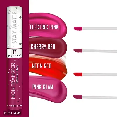 PERPAA? Star Matte Liquid Lipstick Makeup | Matte Long-Lasting Vitamin E  Castore Oil | Non-Stick Cup Not Fade Waterproof  smudgeProof Electric Pink 2.5 ml-thumb4