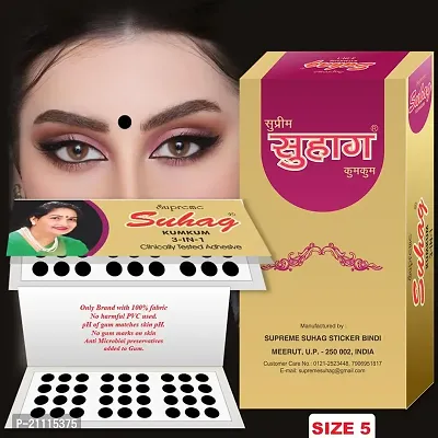 ?Supreme Suhag Sticker Kumkum Forehead Black Bindi Box of 15 Flaps Bindis (5)-thumb3