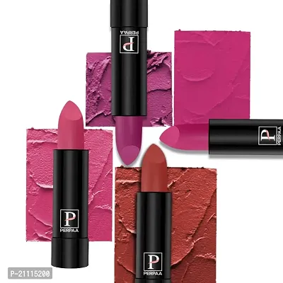 PERPAA? Creamy Matte Bullet Lipstick Long Lasting, Hydrating  Lightweight Lipstick One Swipe Smooth Finish with Waterproof  Smudgepoof Formula (Red Castle,Rose Garden,Pink Treat,Fantasy Pink)