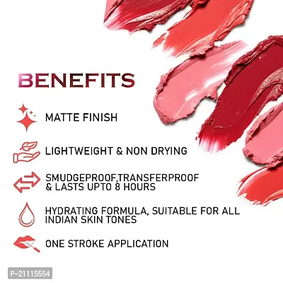 PERPAA? Powerstay Matte Liquid Lipstick Makeup, Long-Lasting Non Tranfer Smudgeproof  Waterproof Lipstick Combo of 3 colors 5 ml each (Flirty Red, Grep wine  Nude)-thumb5