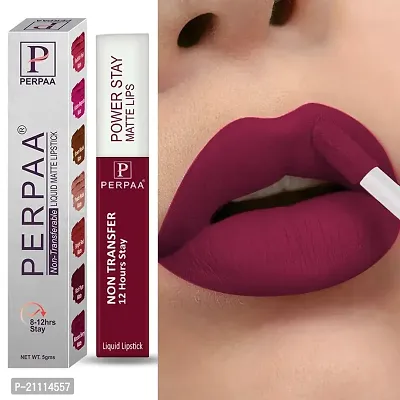 PERPAA? Powerstay Matte Liquid Lipstick Makeup, Matte liquid Long-Lasting Wear Non-Stick Cup Not Fade Waterproof Lipstick Cherry Red (5ml)