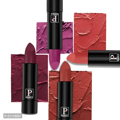 PERPAA? Creamy Matte Bullet Lipstick Long Lasting, Hydrating  Lightweight Lipstick One Swipe Smooth Finish with Waterproof  Smudgepoof Formula (Cherry Top,Red Castle,Rose Garden,Tangerine Orange)